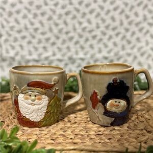Cream and Red Ceramic Dining Mugs